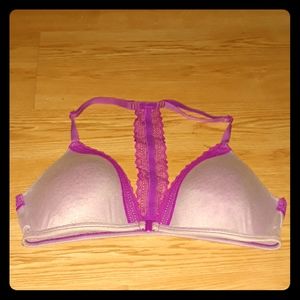 Purple bra with front closure